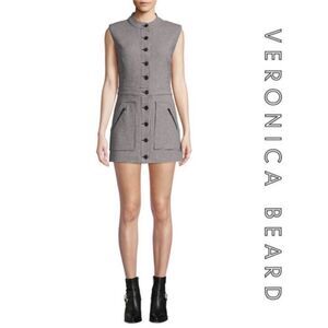 Veronica Beard Leigh Black & White Houndstooth Button Front Mini Dress, 10